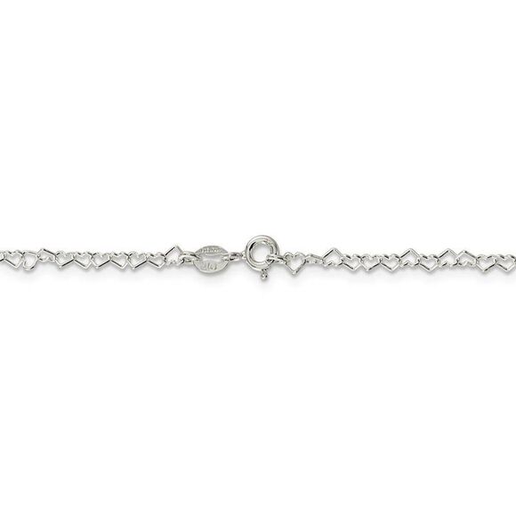 3.5mm, Sterling Silver Heart Link Chain Necklace, 16 Inch - Picture 4 of 8